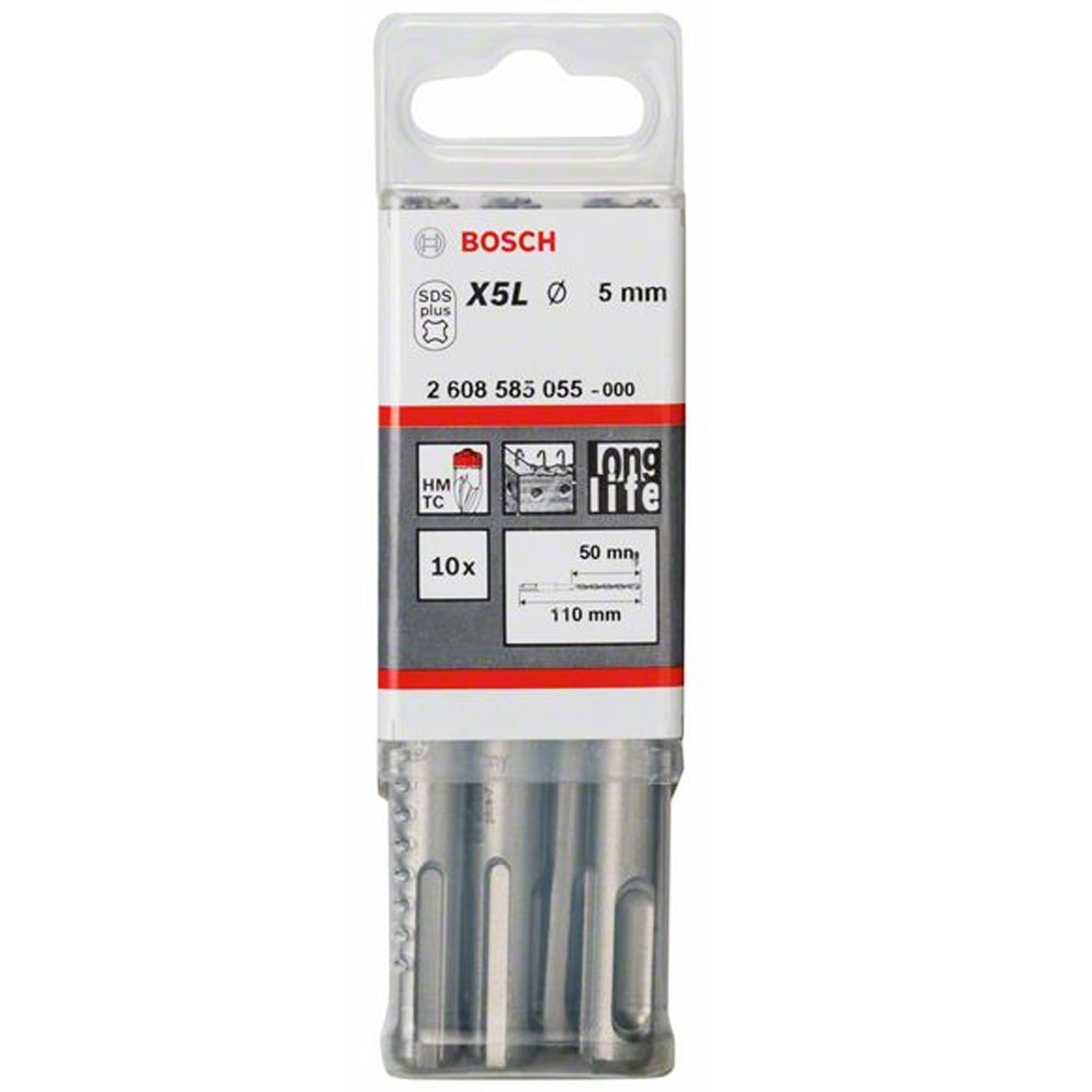 Бур по бетону SDS-Plus-7  5х50х110 мм (10 шт) BOSCH (2608585055), фото 2