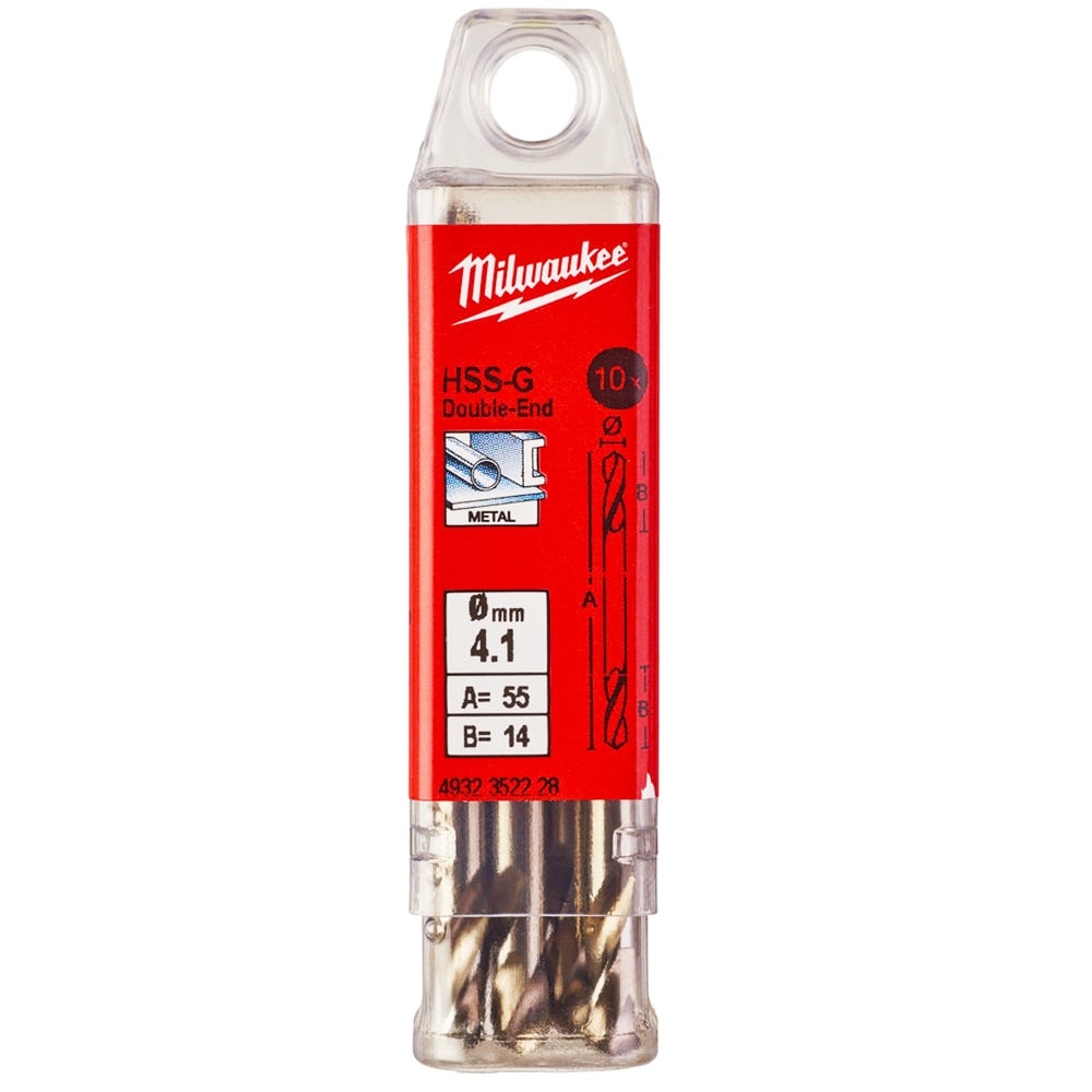 Сверло по металлу двухстороннее 4,1x55 мм HSS-G (10 шт) Round Shank Milwaukee (4932352228), фото 3
