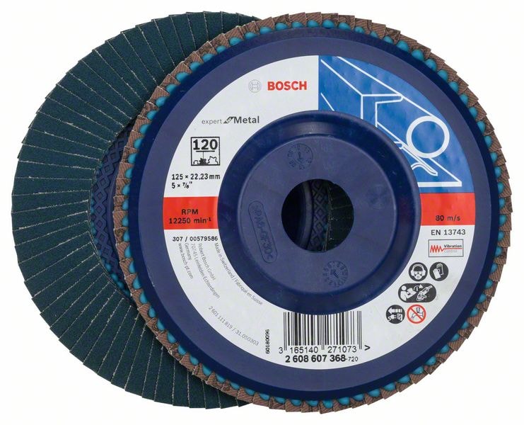 Лепестковый шлифкруг Expert for Metal 125x22,23 мм P120 (плоский) BOSCH (2608607368)