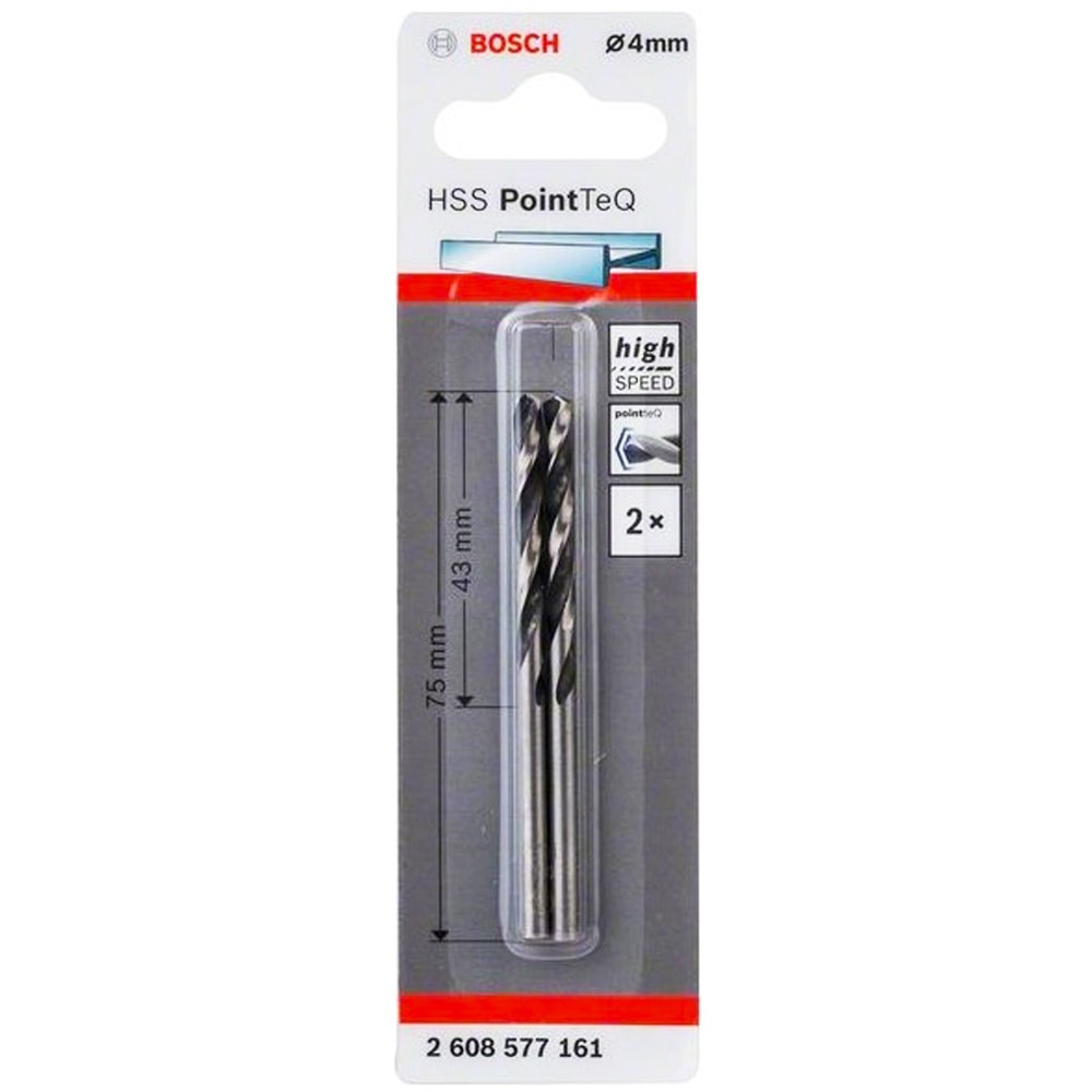 Сверло по металлу 4х75 мм (2 шт) HSS PointTeQ BOSCH (2608577161)