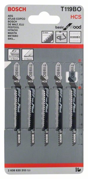 Пилка для лобзика T119BO Basic for Wood (5 шт) BOSCH (2608630310)