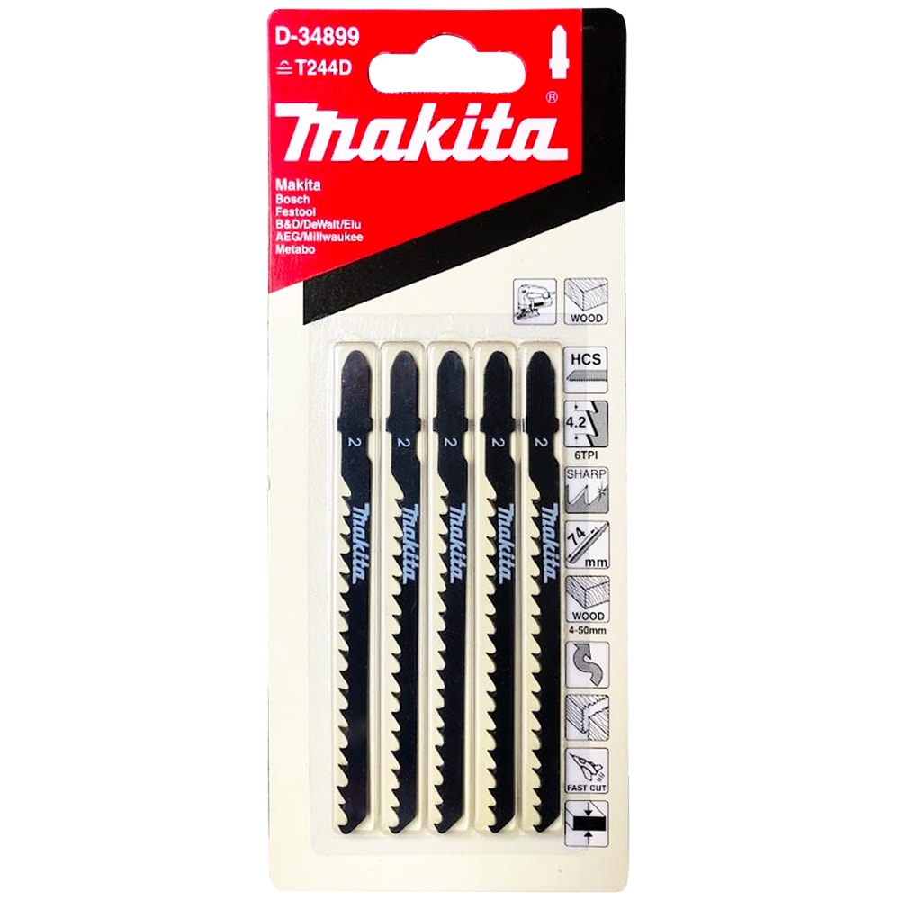 Пилка для лобзика T244D (5 шт) по дереву MAKITA (D-34899)