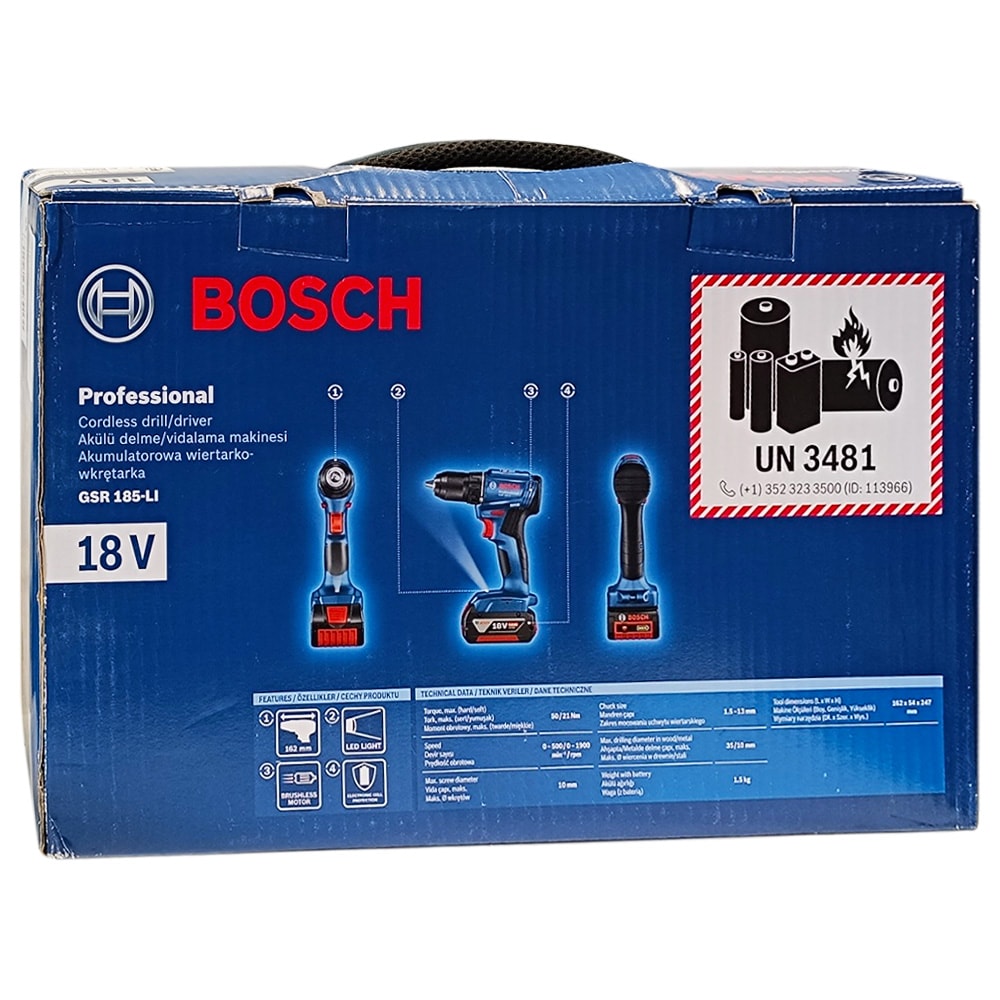Дрель-шуруповерт аккумуляторная GSR 185-LI Professional BOSCH (06019K3005), фото 3