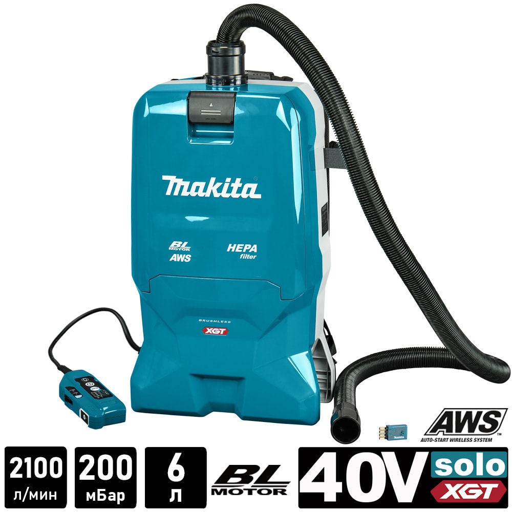 XGT_Пылесос строительный VC012GZ01 ранцевый (40+40V / без АКБ и ЗУ / 6л / BL / AWS), MAKITA