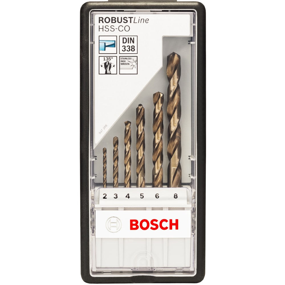 Набор сверл по металлу Robust Line HSS-Co 2-8 мм (6 шт) BOSCH (2607019924)