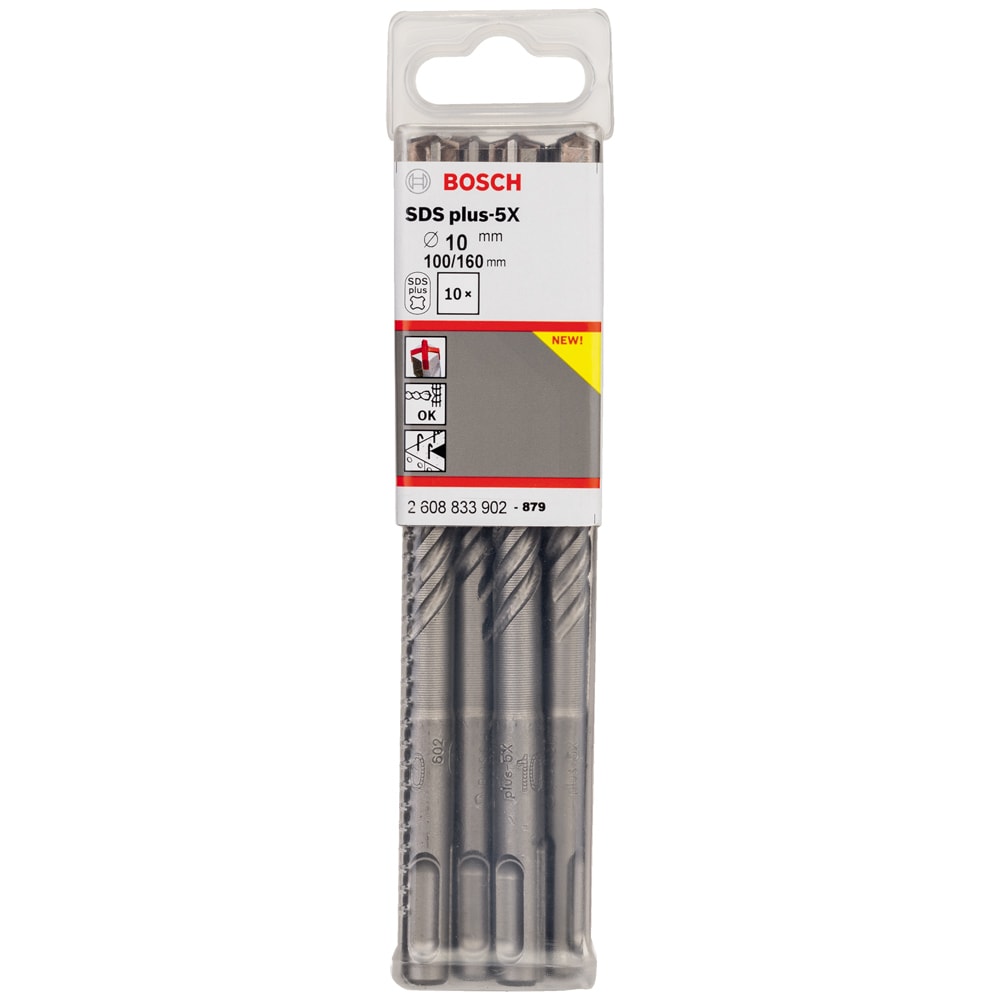 Бур по бетону SDS-Plus-5X 10x100x160 мм (10 шт) BOSCH (2608833902), фото 2