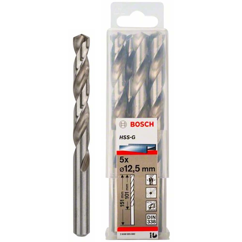 Сверло по металлу HSS-G 12,5x101x151 мм (5 шт), BOSCH