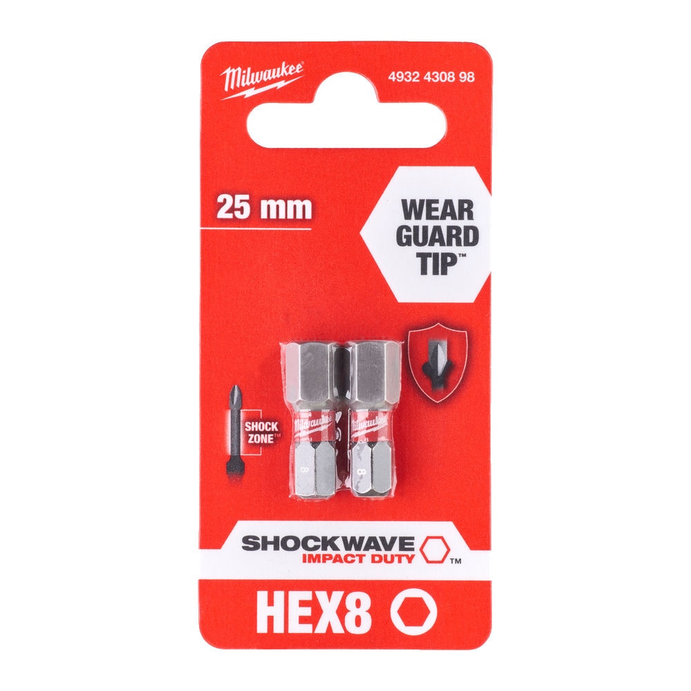 Бита Shockwave Impact Duty HEX8.0 мм 25 мм (2 шт) Milwaukee (4932430898)