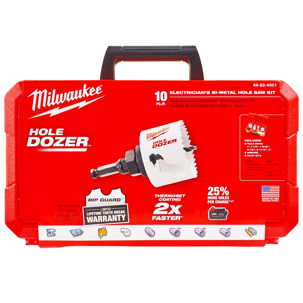 Набор коронок 25-76 мм Hole Dozer Holesaw SET (10 шт) Milwaukee (49224201), фото 2