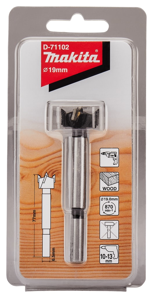 Сверло Forstner Standard 19 x 77 мм MAKITA (D-71102)