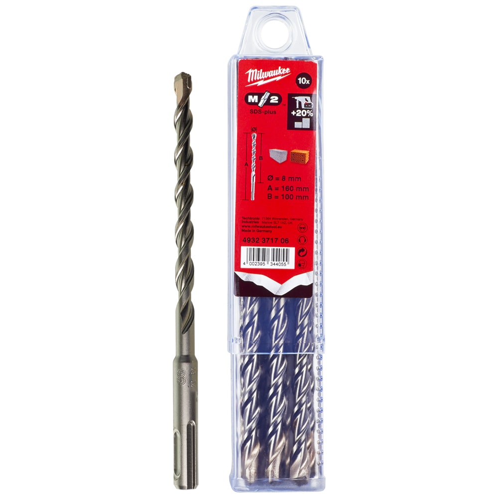 Бур по бетону SDS-Plus M2 8x100х160 мм (10 шт) Milwaukee (4932371706)
