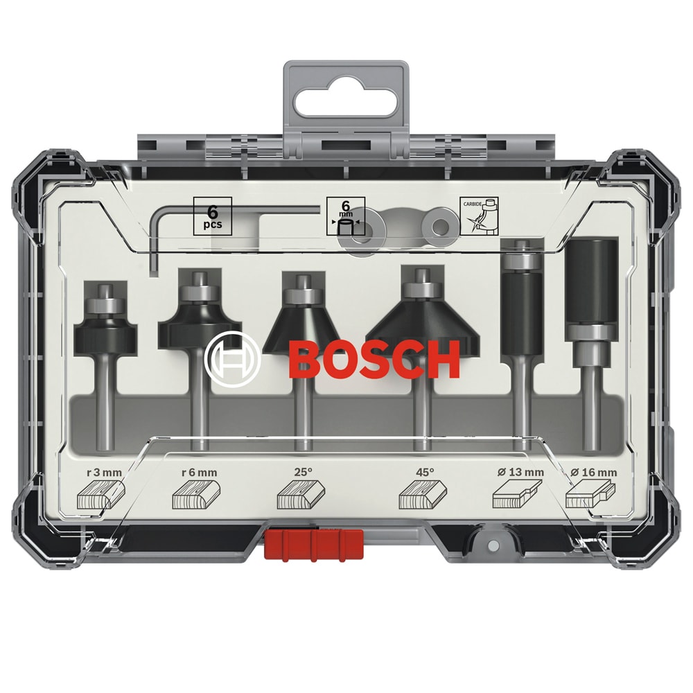 Набор кромочных фрез по дереву хв 6 мм (6 шт) BOSCH (2607017468)
