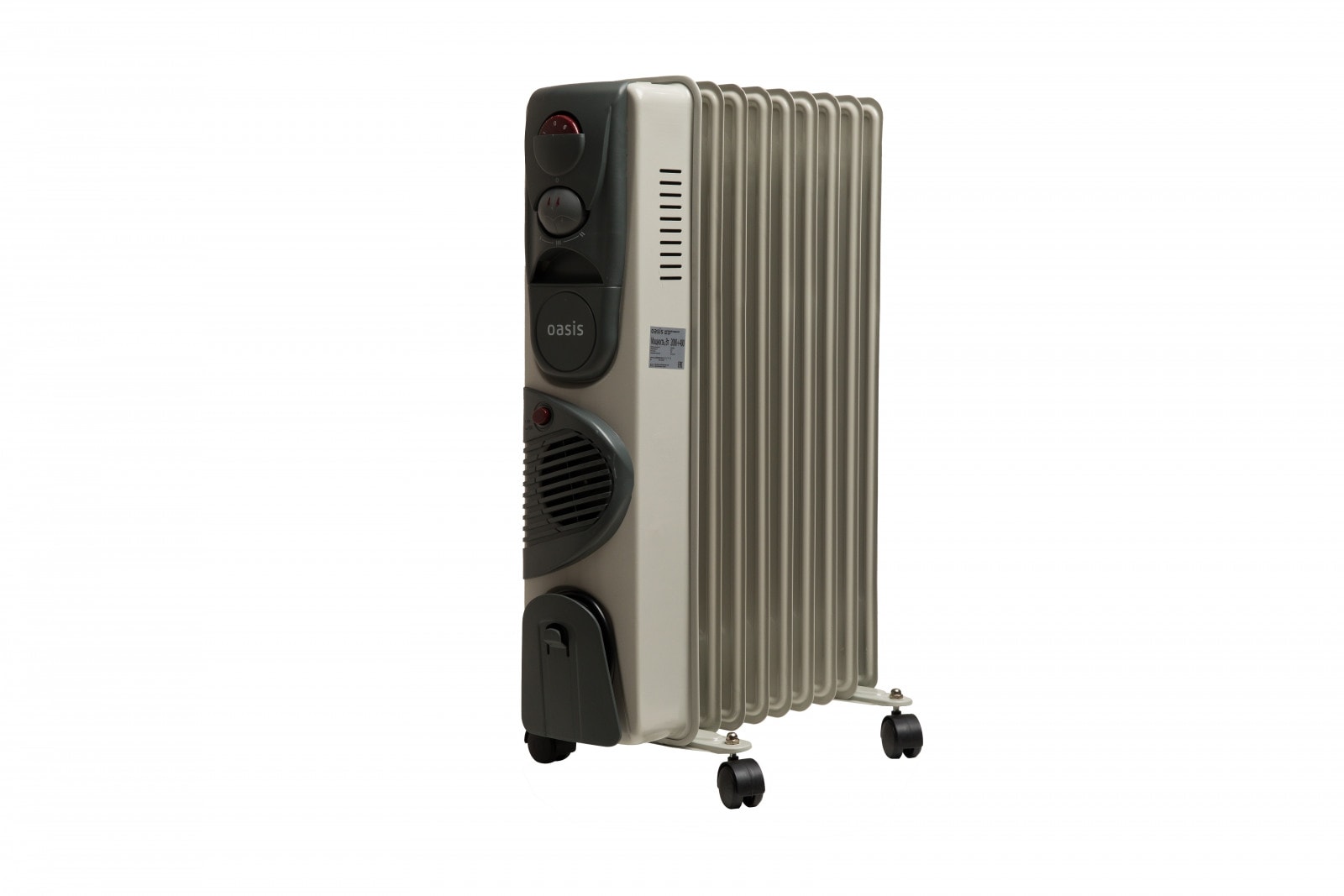 Радиатор масляный Oasis BB-15T (7 секций, 1500+400 Вт, до 15 м2, тепловентилятор)