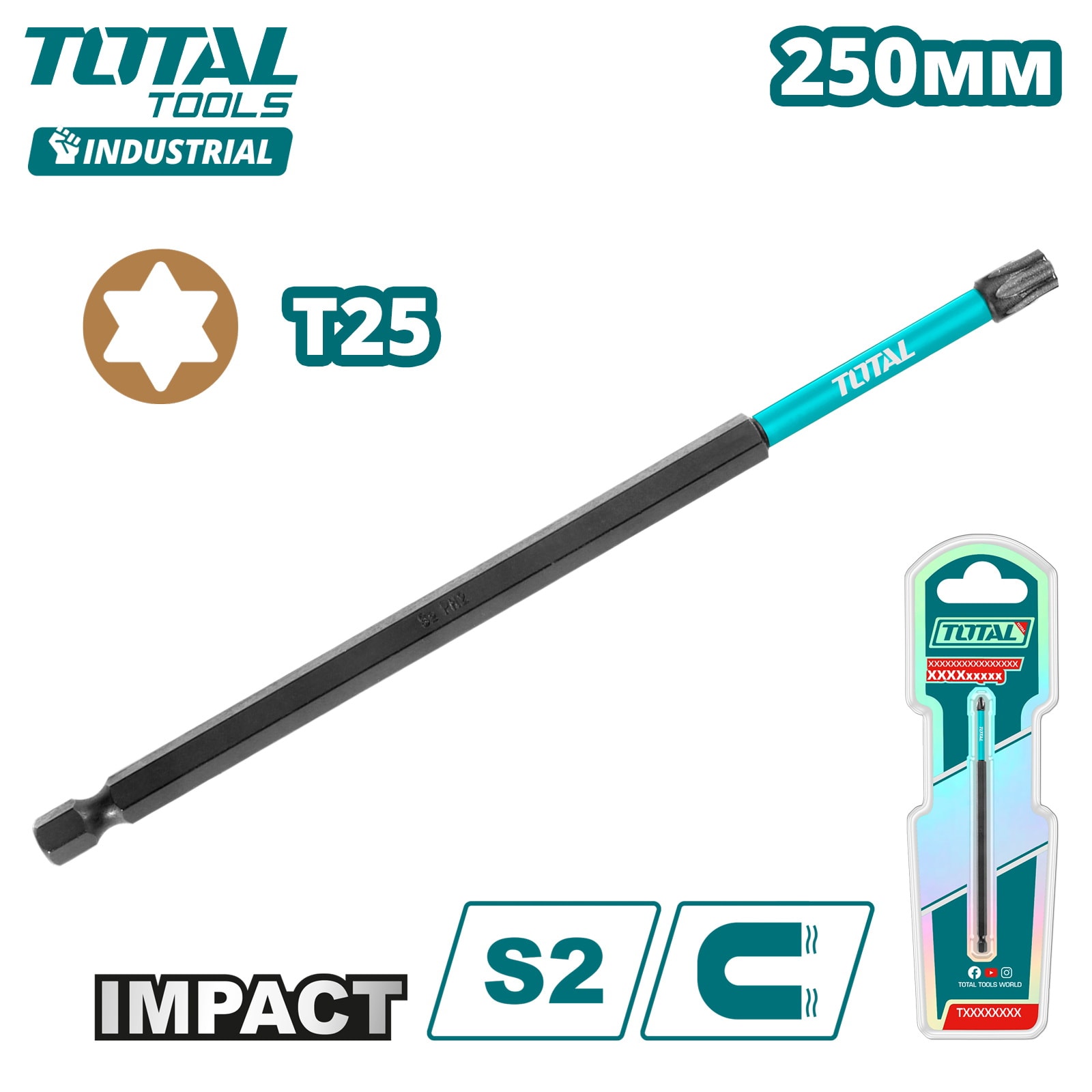 Бита ударная Т25 250мм TOTAL TACIM71T25250
