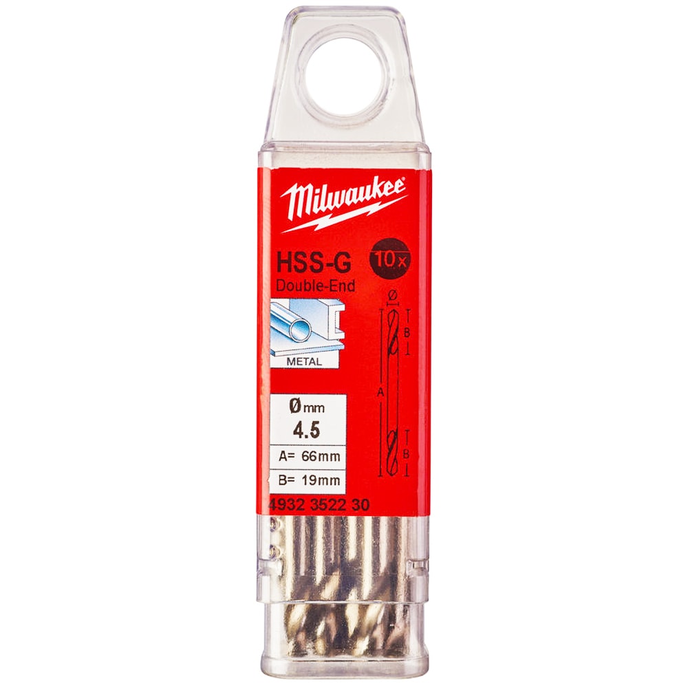 Сверло по металлу двухстороннее 4,5x58 мм HSS-G (10 шт) Round Shank Milwaukee (4932352230), фото 3