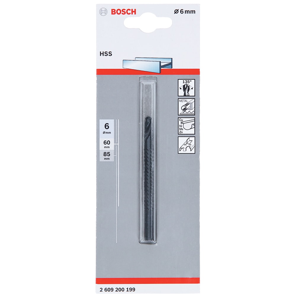 Сверло фрезерное HSS-R 6x85 мм BOSCH (2609200199)