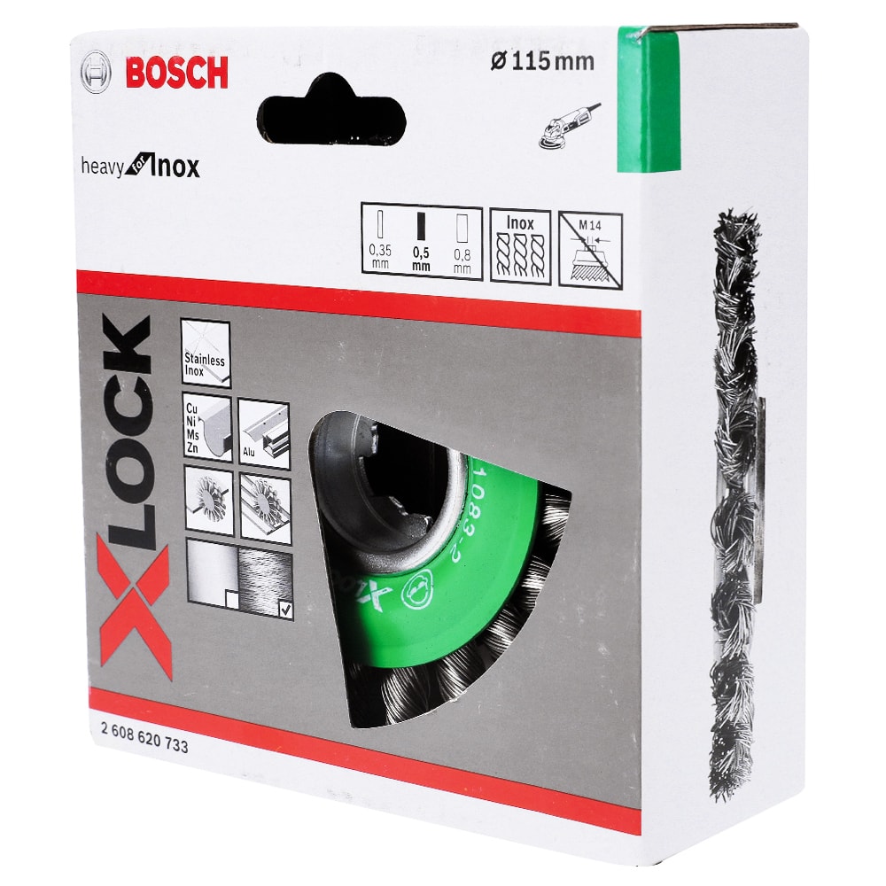 Щетка дисковая, проволочная Heavy for Inox (115 мм / X-LOCK) BOSCH (2608620733), фото 4