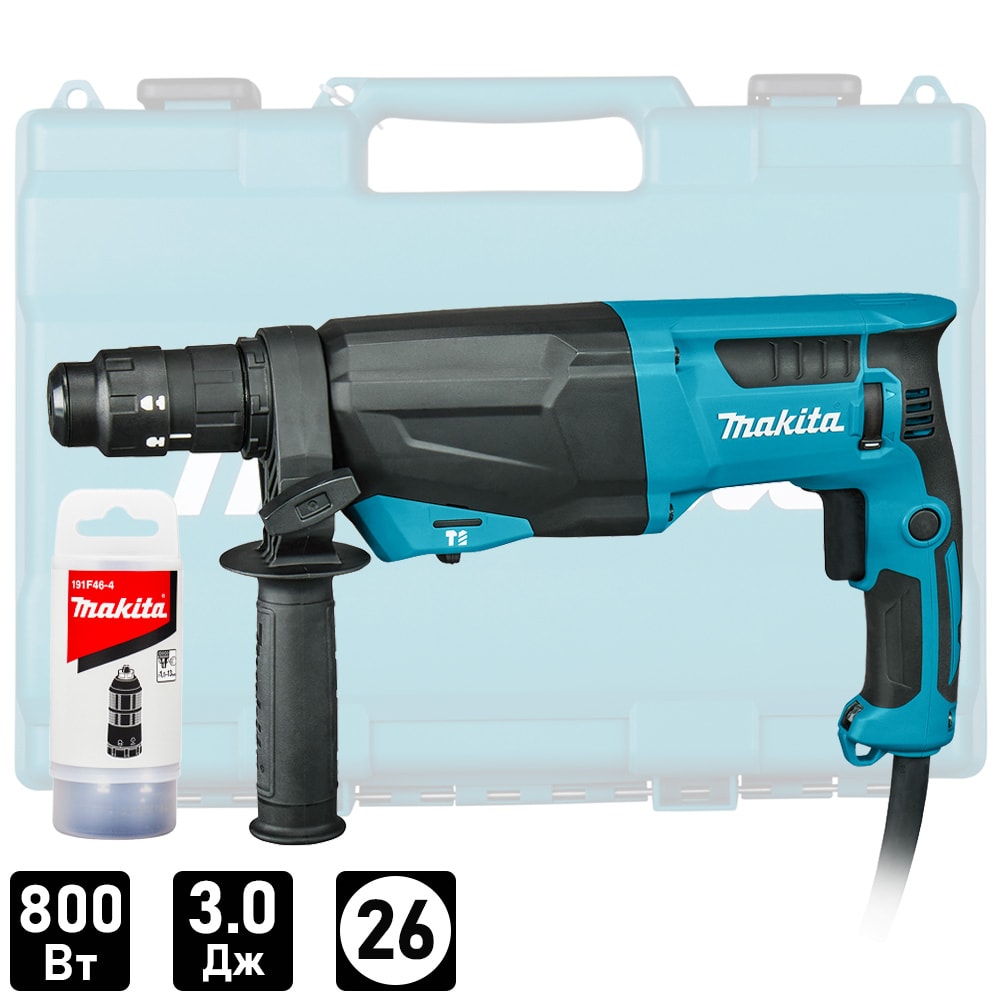 Перфоратор SDS-plus HR2670FT (800 Вт / 3,0 Дж / БЗП / Подсветка / Кейс), MAKITA