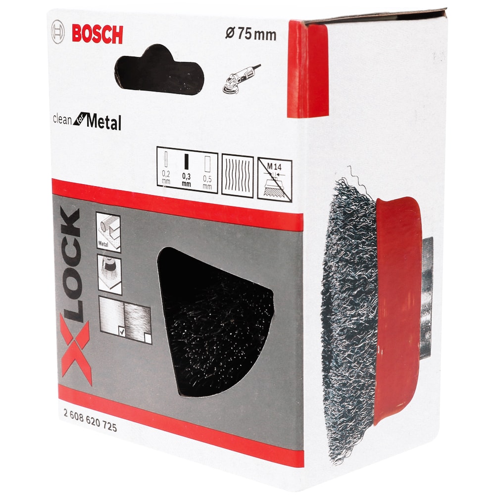 Щетка чашечная, проволочная Clean for Metal (75 мм / X-LOCK) BOSCH (2608620725), фото 4
