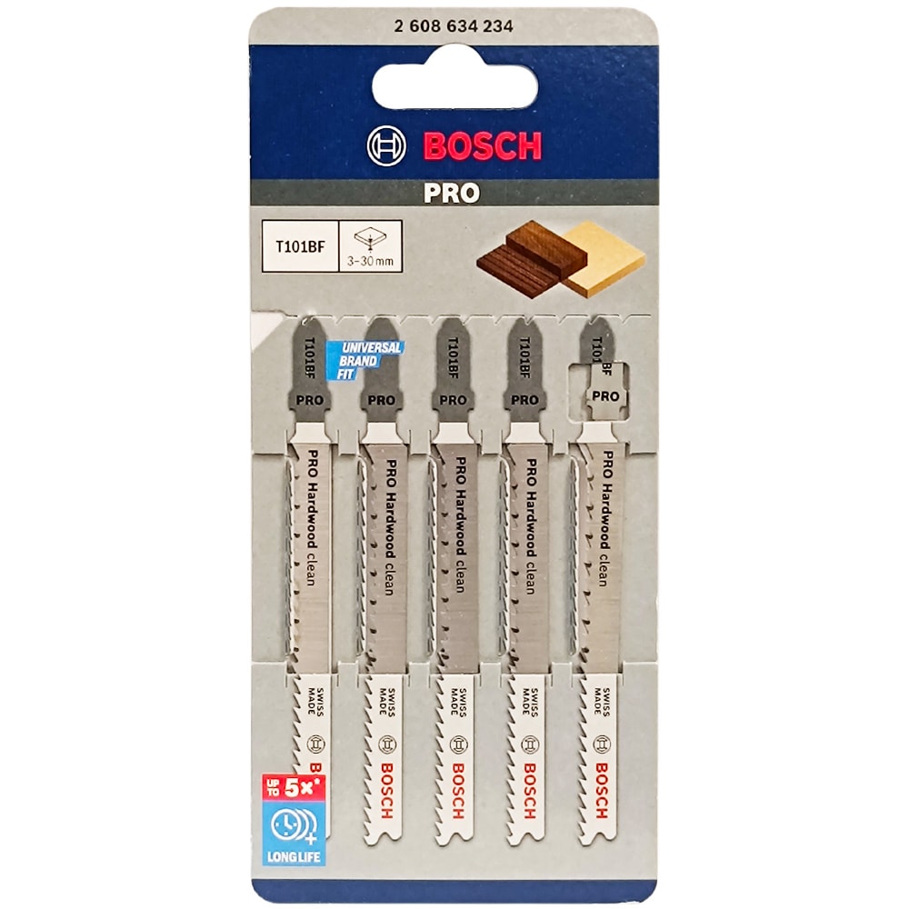 Пилка для лобзика T101BF Clean for Hard Wood (5 шт) BOSCH (2608634234)