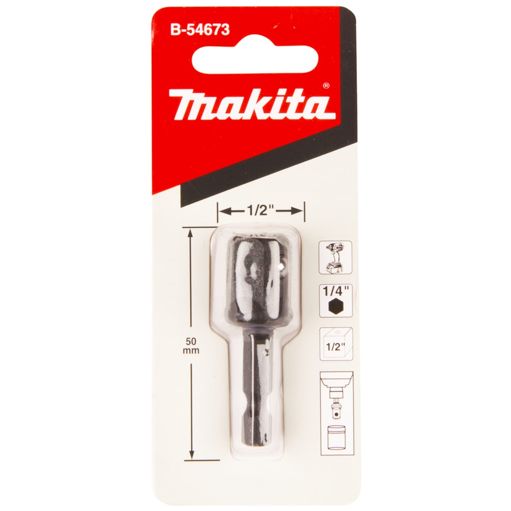 Адаптер с 1/4" HEX под ударные головки 1/2" MAKITA (B-54673)
