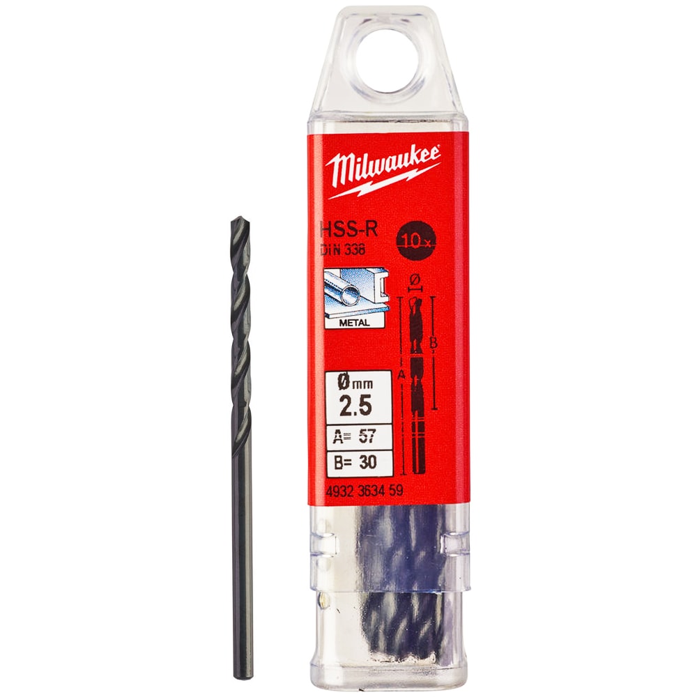 Сверло по металлу 2,5х57 мм HSS-R (10 шт) Milwaukee (4932363459)