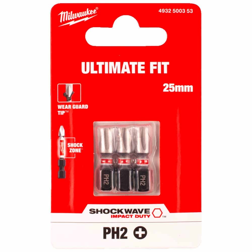 Бита ударная Shockwave Impact Duty PH2 25 мм (3 шт) Milwaukee (4932500353)