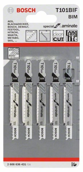 Пилка для лобзика по ламинату T101BIF Special for Laminate (5 шт) BOSCH (2608636431)