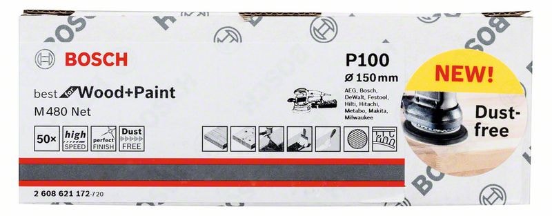 Шлифлист Best for Wood and Paint Dust-free__150 мм К100 / сетка (50 шт), BOSCH, фото 4
