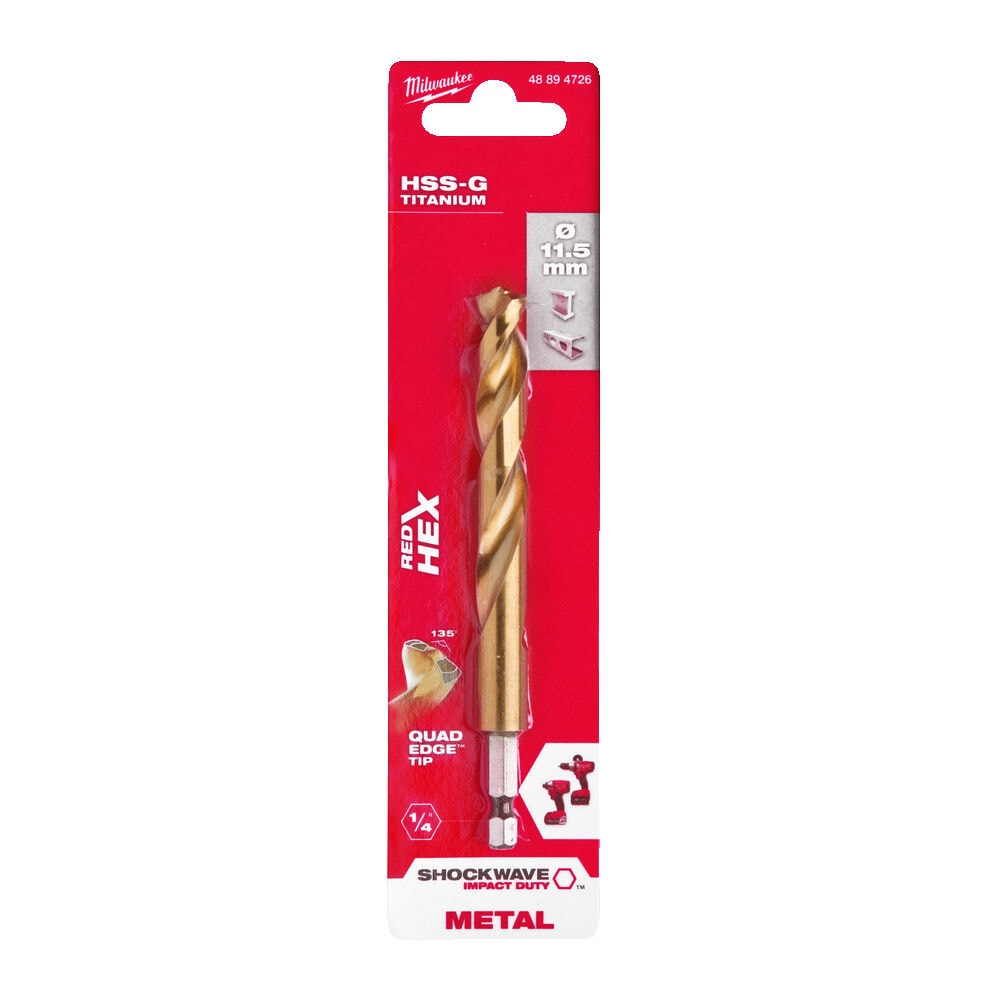 Сверло по металлу 11,5х126 мм Shokwave Red Hex HSS-G Tin Milwaukee (48894726)