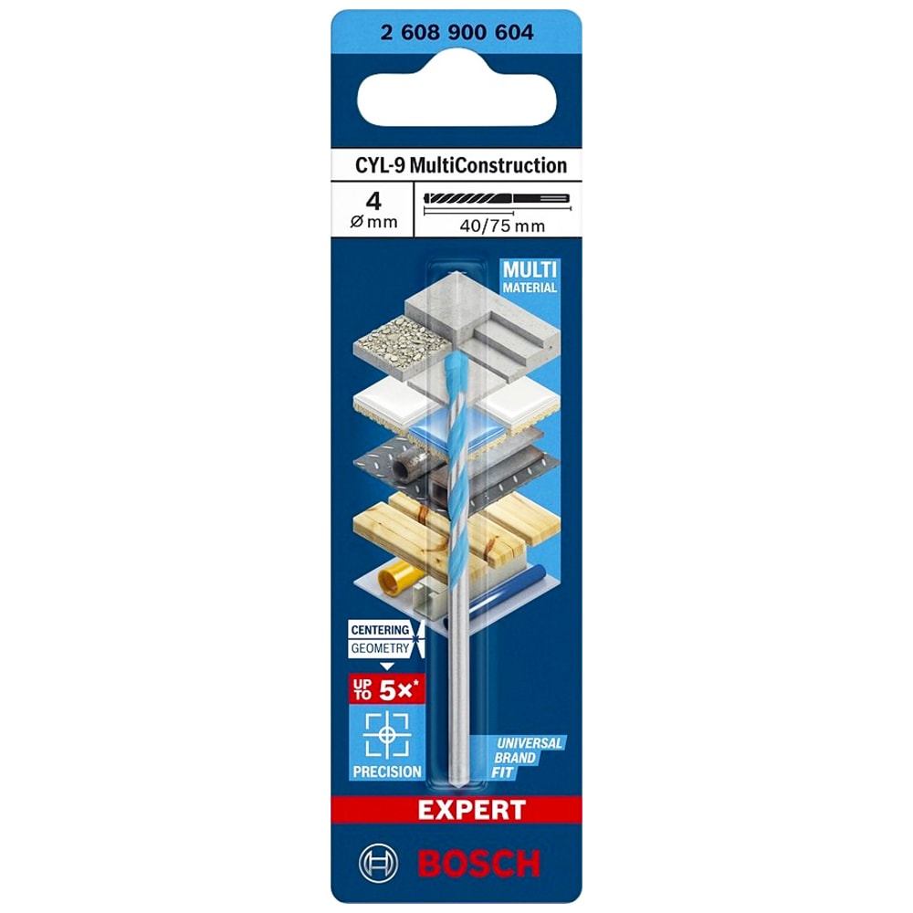 Сверло универсальное Expert CYL-9 MultiConstruction 4,0х40х75 мм, BOSCH