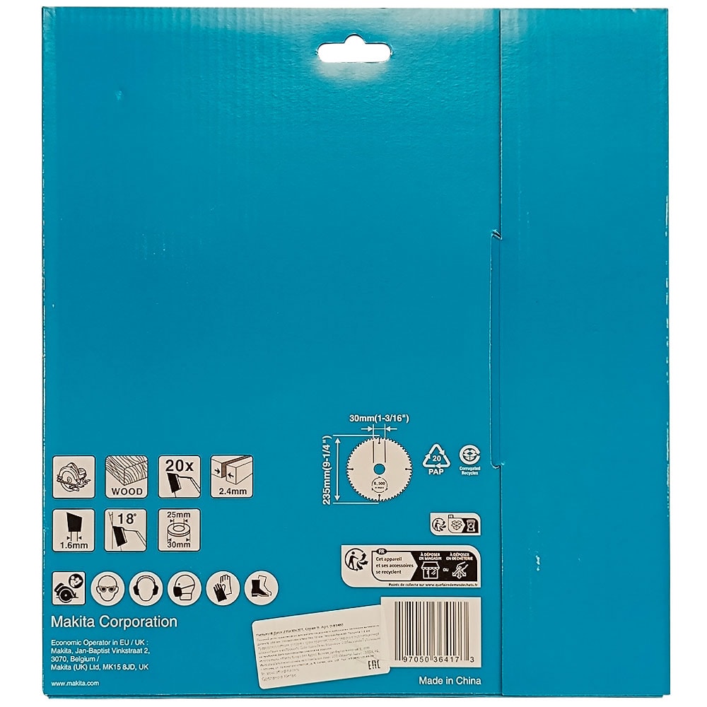 Диск пильный 235x2,4х30/25 мм Z20 Standard (дерево), MAKITA, фото 2