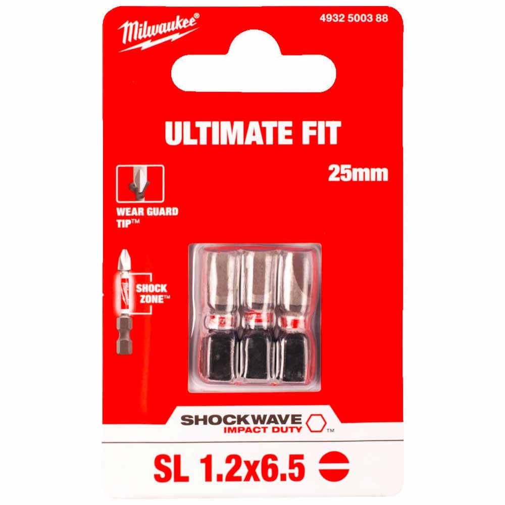 Бита ударная Shockwave Impact Duty SL 1.2x6.5 25 мм (3 шт) Milwaukee (4932500388)