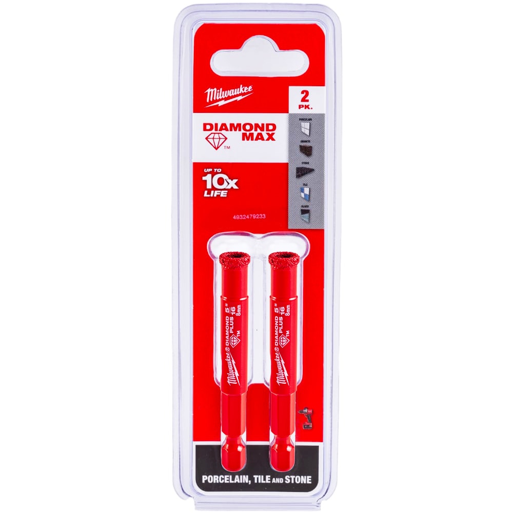 Алмазная коронка D8 мм 1/4" Hex Diamond Plus (2 шт) Milwaukee (4932479233)