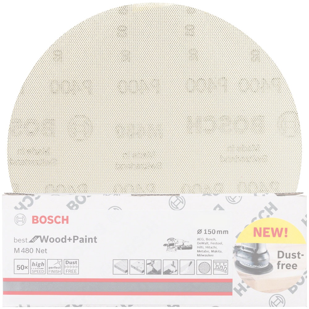 Шлифлист Best for Wood and Paint Dust-free__150 мм К100 / сетка (50 шт), BOSCH