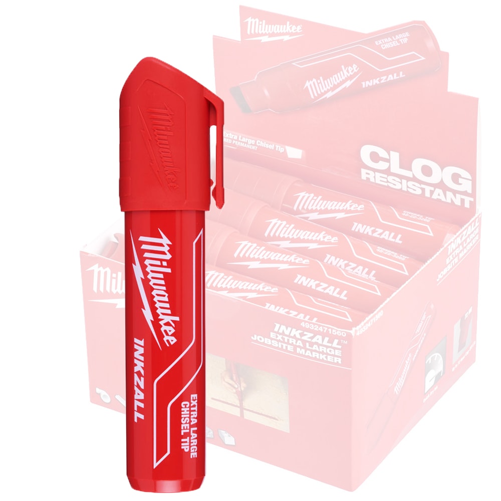 Маркер супер широкий XL (красный) INKZALL Milwaukee (4932471560)