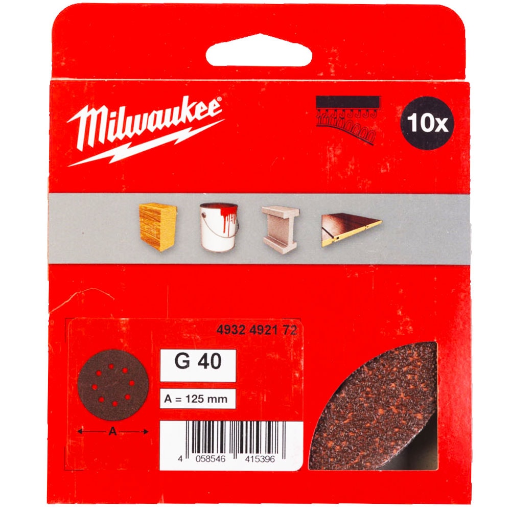 Шлифлист 125 мм Р40 (10 шт) Milwaukee (4932492172)