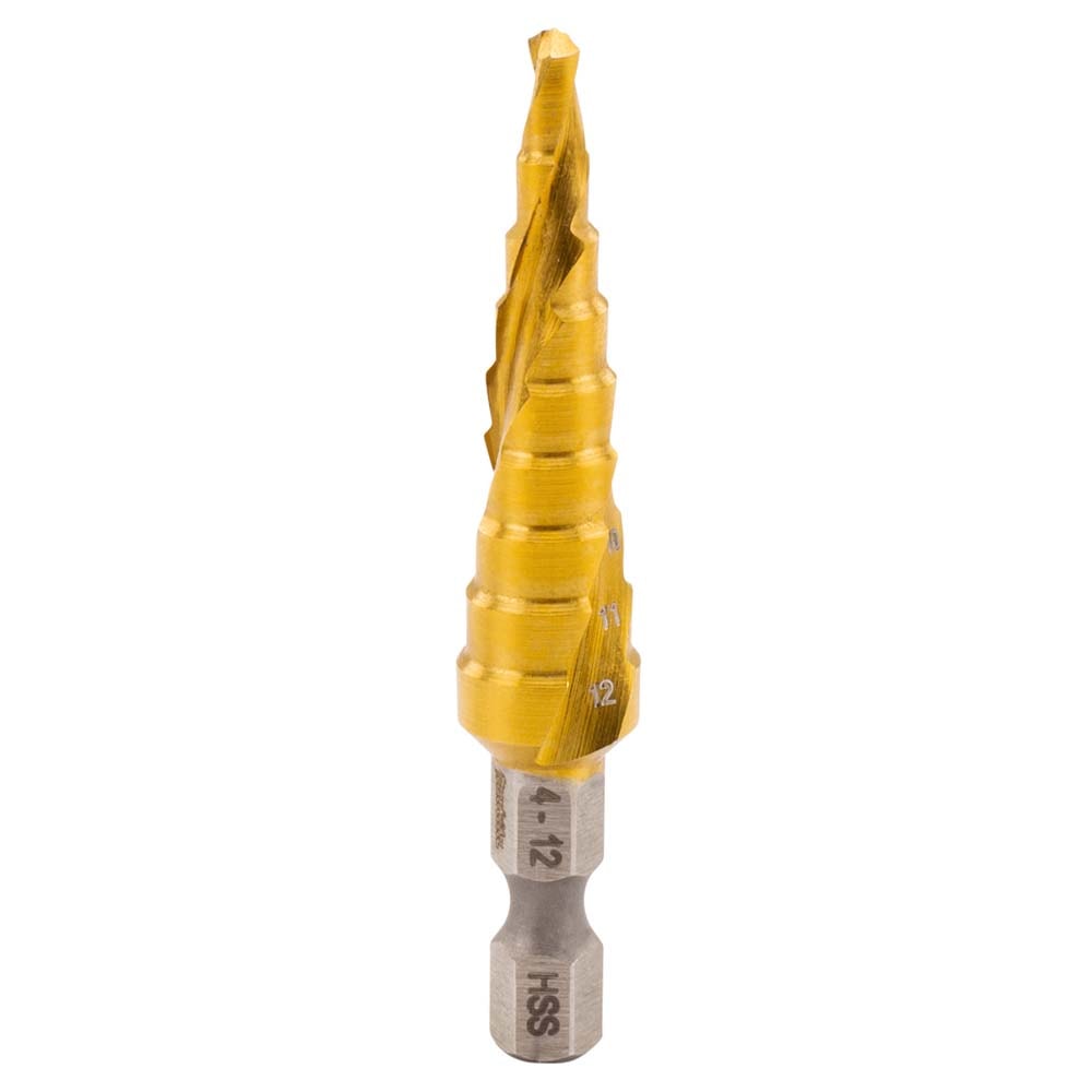 Сверло ступенчатое по металлу HSS-TiN 4-12 мм 1/4" (спиральный желобок) MAKITA (D-40179), фото 2