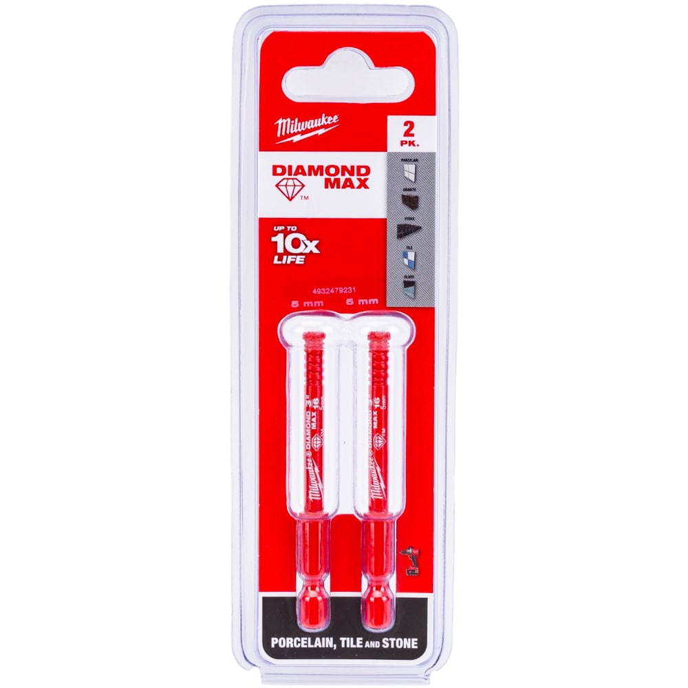 Алмазная коронка D5 мм 1/4" Hex Diamond Plus (2 шт) Milwaukee (4932479231)