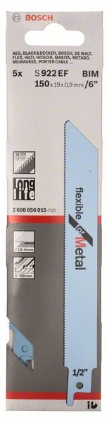 Полотно к сабельной пиле S922EF Flexible for Metal (5 шт / BIM), BOSCH