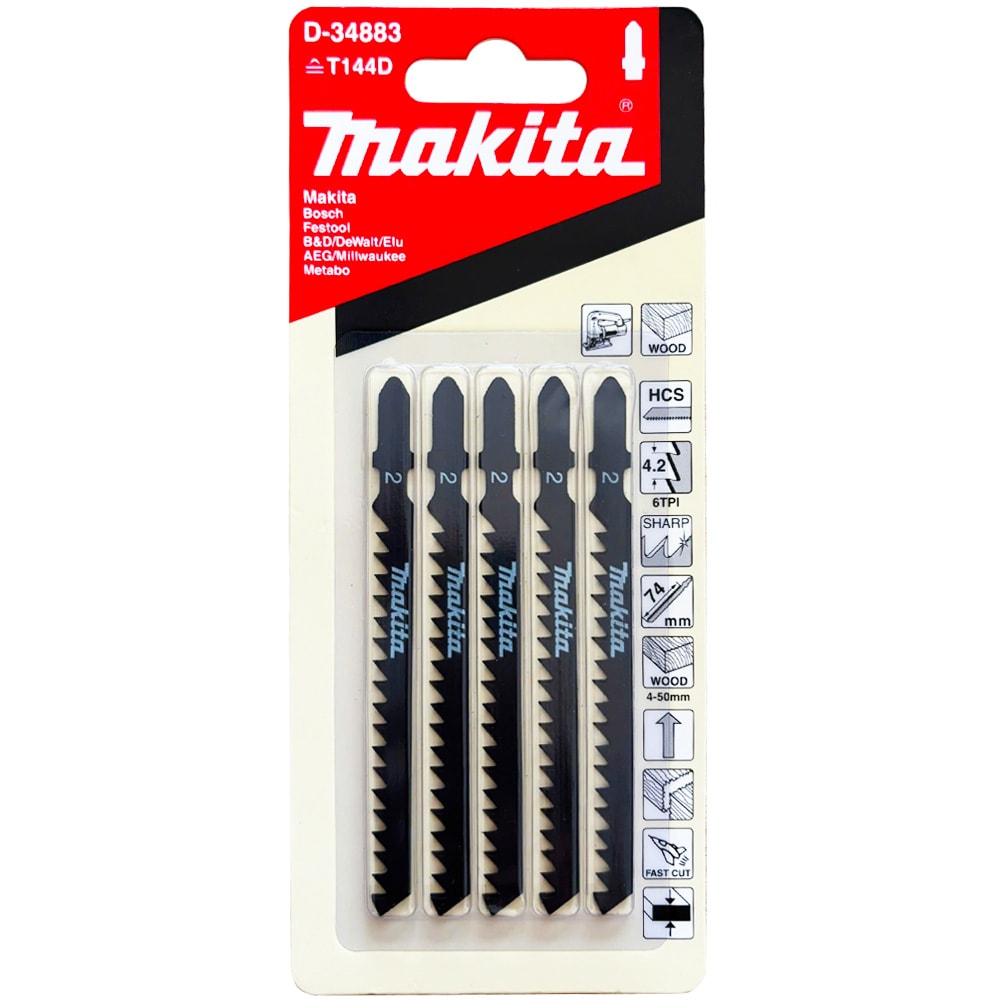 Пилка для лобзика T144D (5 шт) по дереву MAKITA (D-34883)