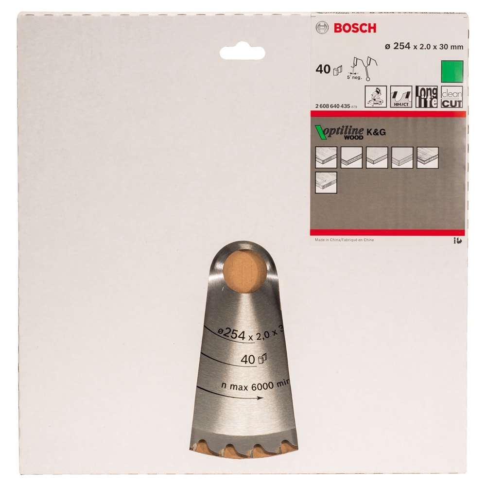 Диск пильный 254х2,0х30 мм Z40 Optiline Wood, BOSCH