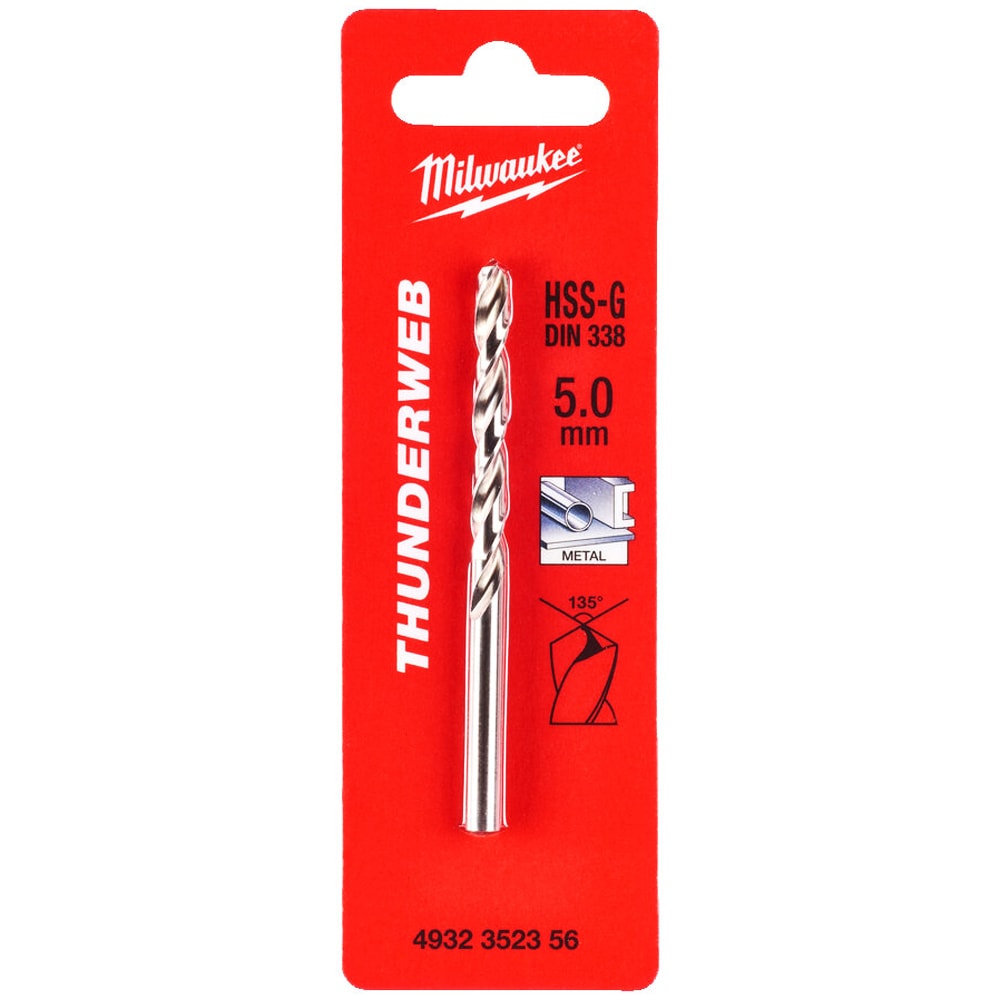 Сверло по металлу 5,0x86 мм HSS-G (1 шт) Thunderweb Milwaukee (4932352356)