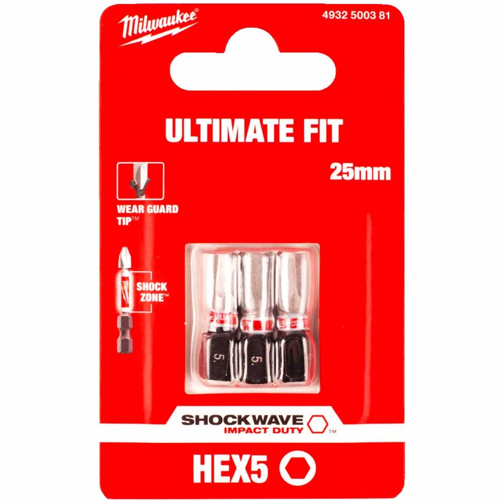 Бита ударная Shockwave Impact Duty HEX5.0 25 мм (3 шт) Milwaukee (4932500381)