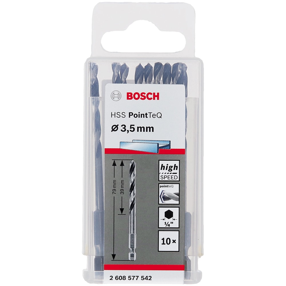 Сверло по металлу HSS PointTeQ HEX 3,5 мм (10 шт), BOSCH, фото 3