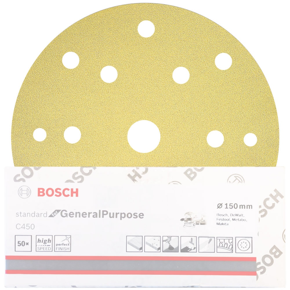 Шлифлист Standard for General Purpose__150 мм К100 /15 отв (50 шт), BOSCH