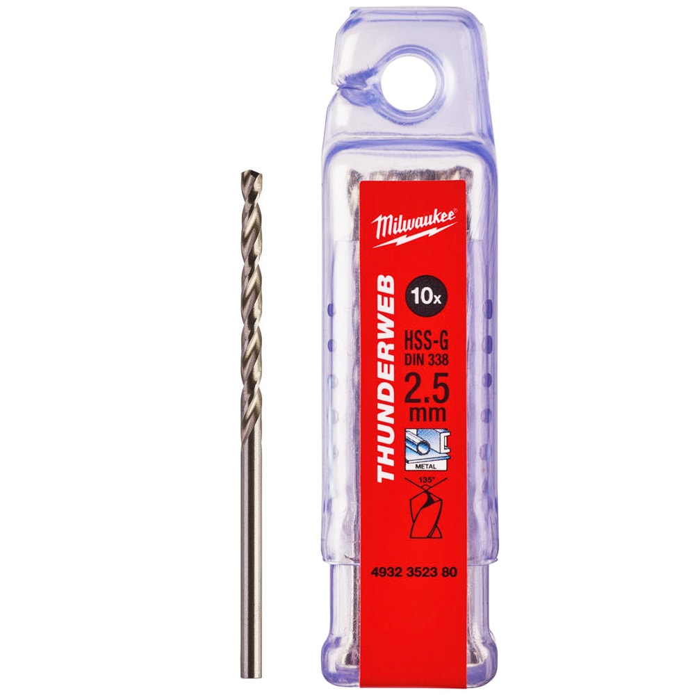 Сверло по металлу 2,5x57 мм HSS-G (10 шт) Thunderweb Milwaukee (4932352380)