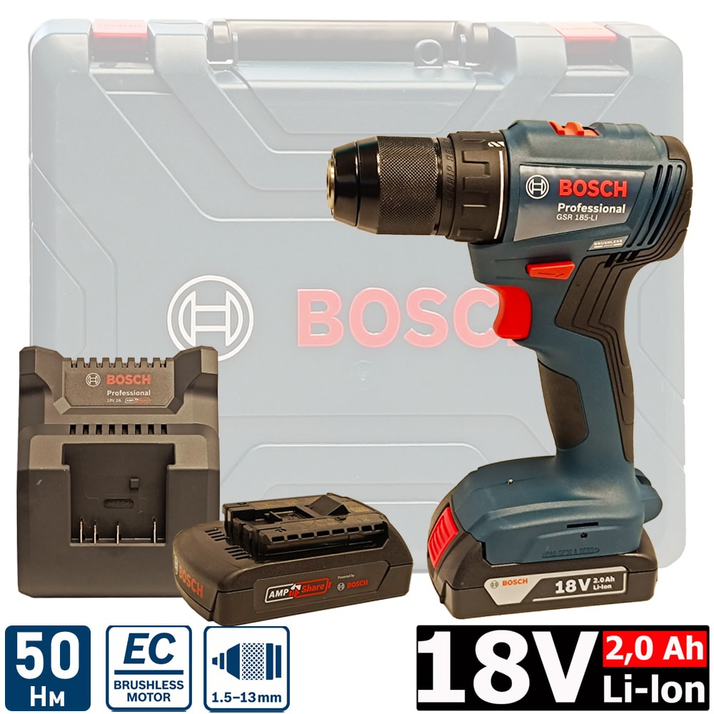 Дрель-шуруповерт аккумуляторная GSR 185-LI Professional BOSCH (06019K3000)