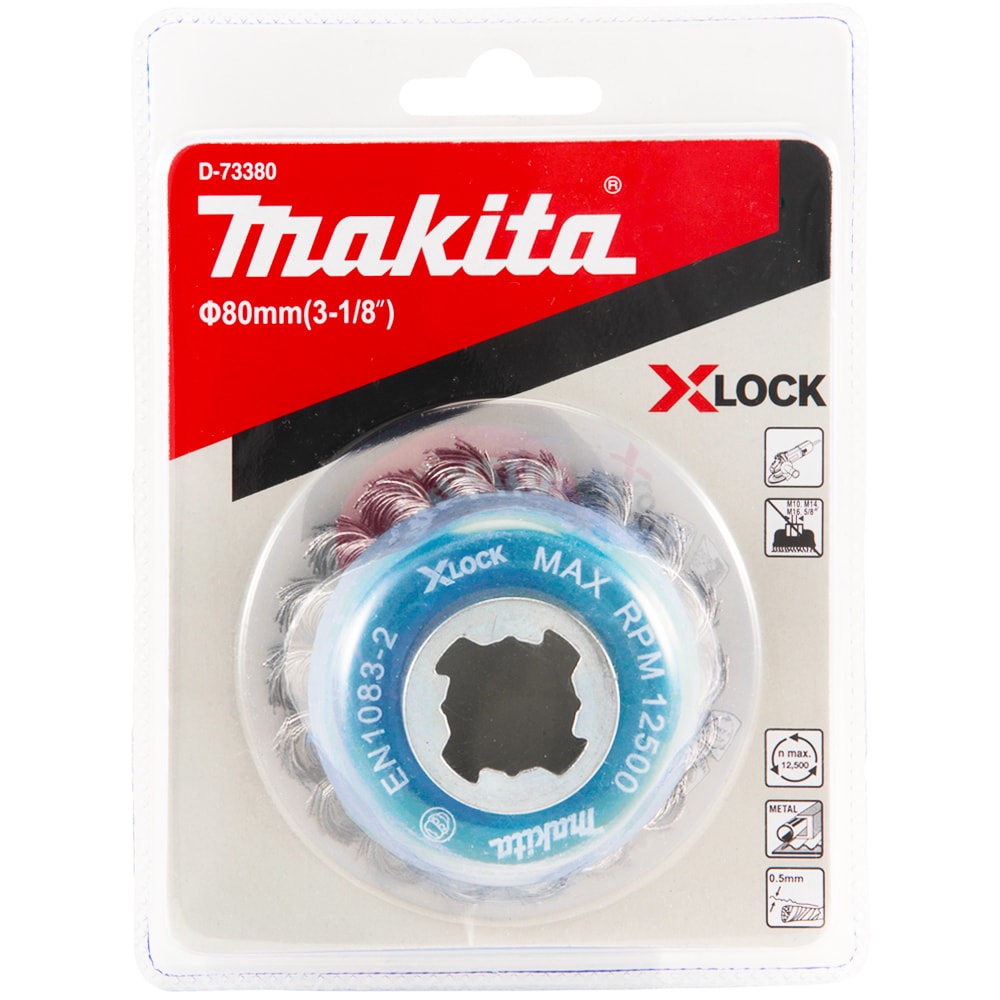 Щетка проволочная чашечная (d80 мм / пров 0,5 мм / X-lock) по металлу, MAKITA