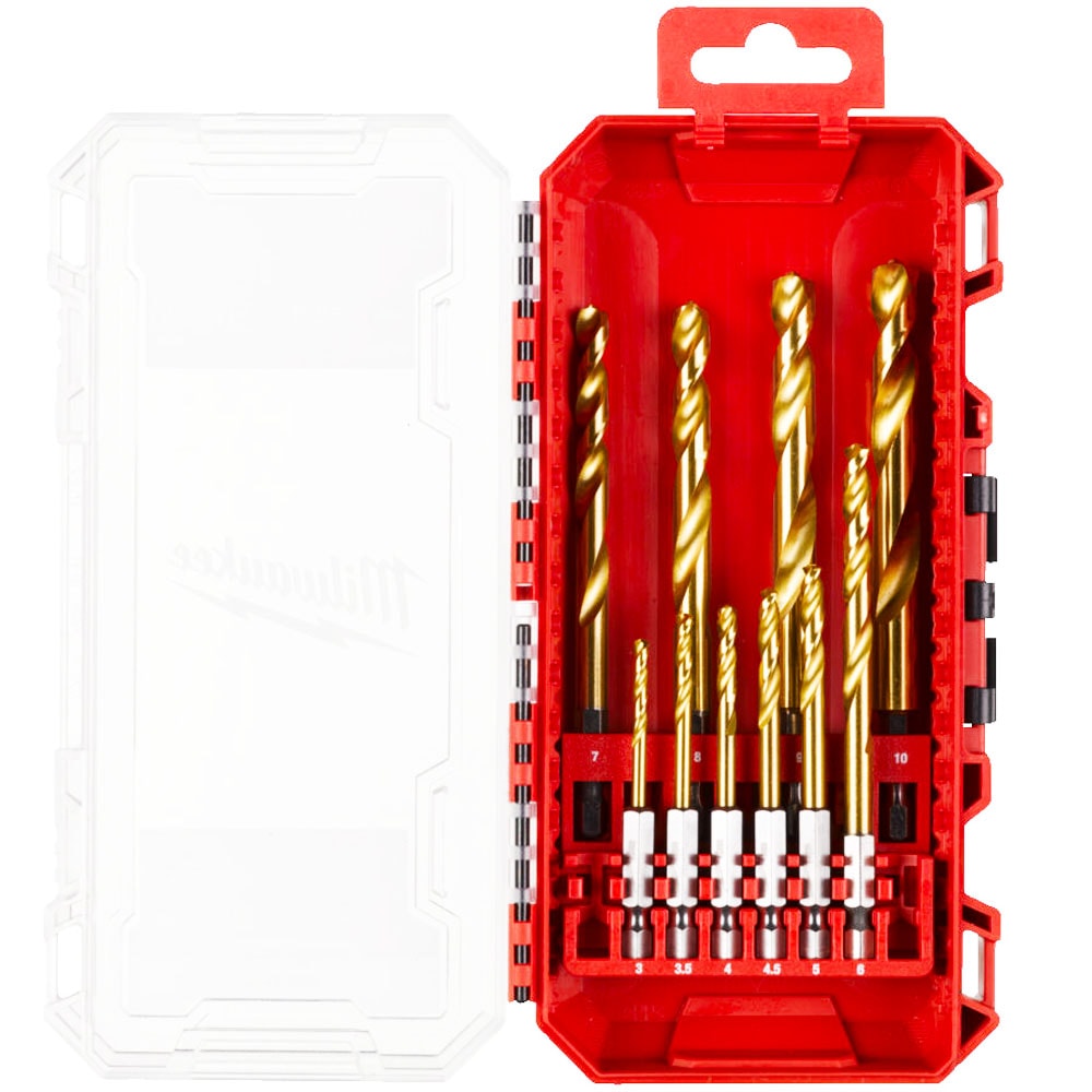 Набор сверл по металлу 3-10 мм (10 шт) Shockwave HSS-G Tin Red Hex GEN II Milwaukee (4932493865), фото 2